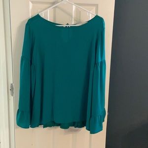 LOFT Emerald Green Flowy Sleeve Top